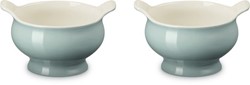 Le Creuset aardewerk set van 2 heritage soepkommen 11 cm / 0.6 liter Sea Salt