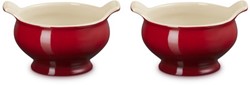 Le Creuset aardewerk set van 2 heritage soepkommen 11 cm / 0.6 liter Kersenrood