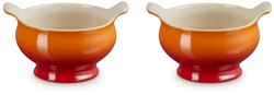 Le Creuset aardewerk set van 2 heritage soepkommen - 11 cm / 0.6 liter Oranjerood