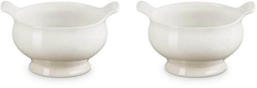 Le Creuset aardewerk set van 2 heritage soepkommen 11 cm / 0.6 liter Meringue