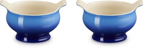 Le Creuset aardewerk set van 2 heritage soepkommen 11 cm / 0.6 liter Azure
