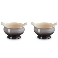 Le Creuset aardewerk set van 2 heritage soepkommen 11 cm / 0.6 liter Flint