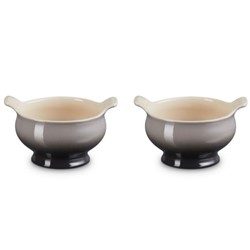 Le Creuset aardewerk set van 2 heritage soepkommen 11 cm / 0.6 liter Flint