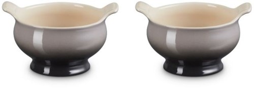 Le Creuset aardewerk set van 2 heritage soepkommen 11 cm / 0.6 liter Flint